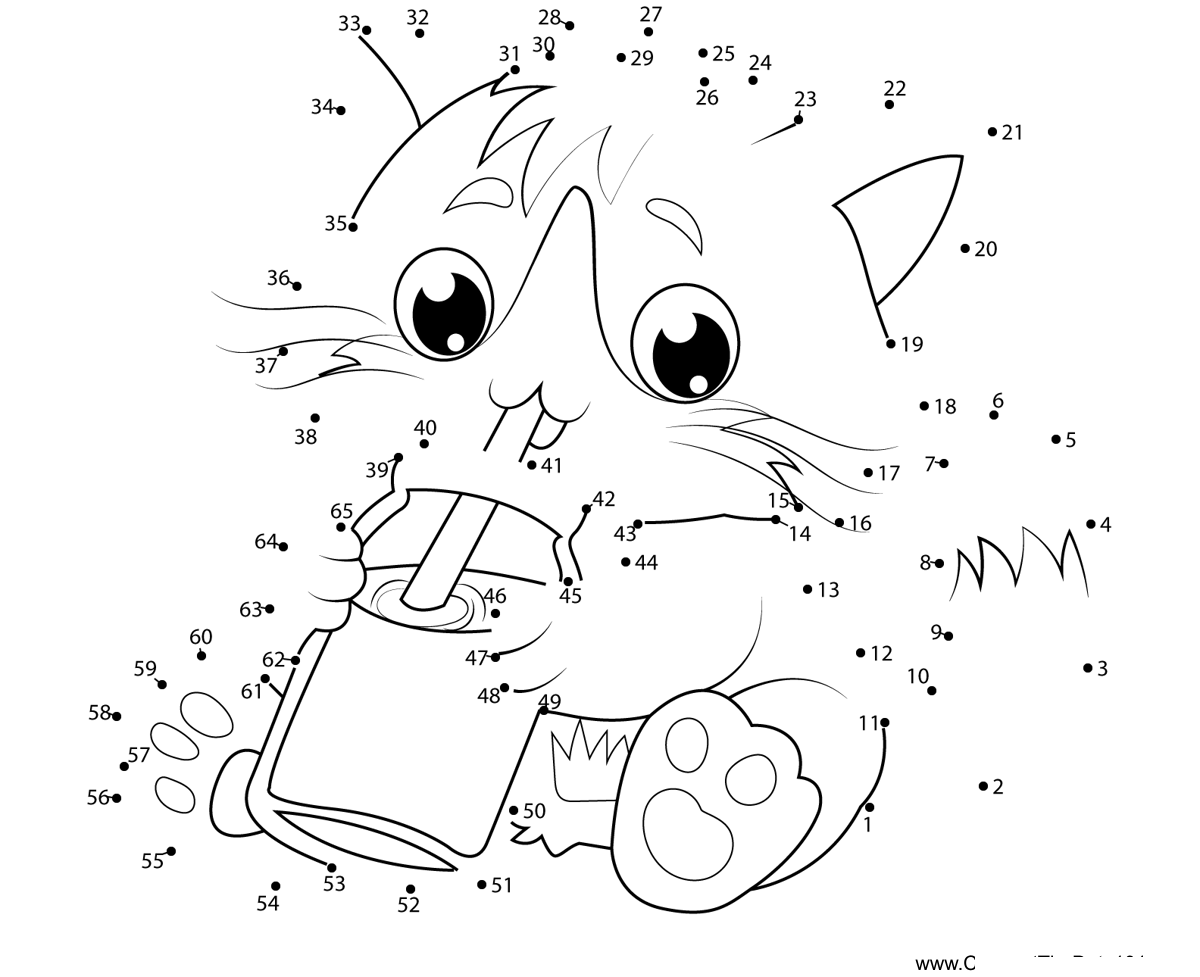 Cat-Milk dot to dot worksheets