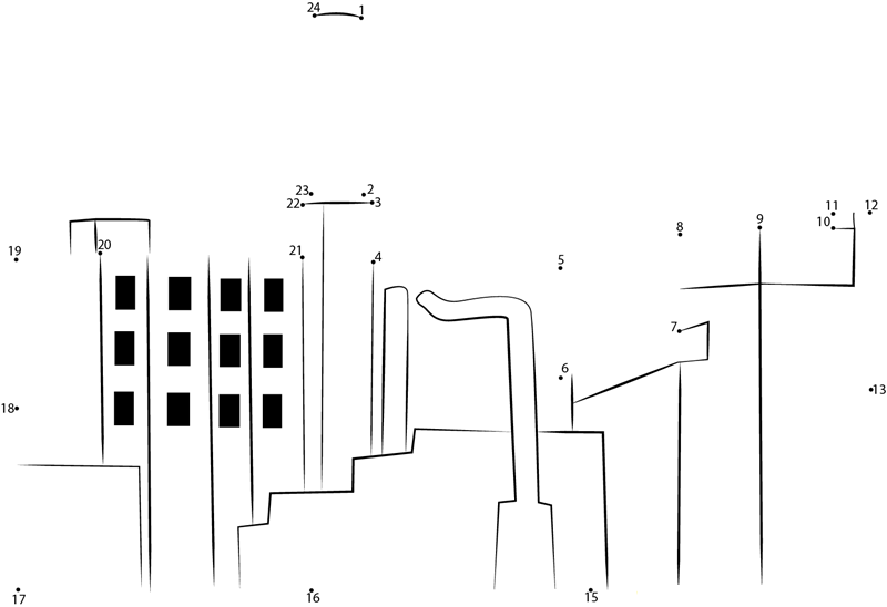 Domino Sugar Refinery printable dot to dot worksheet