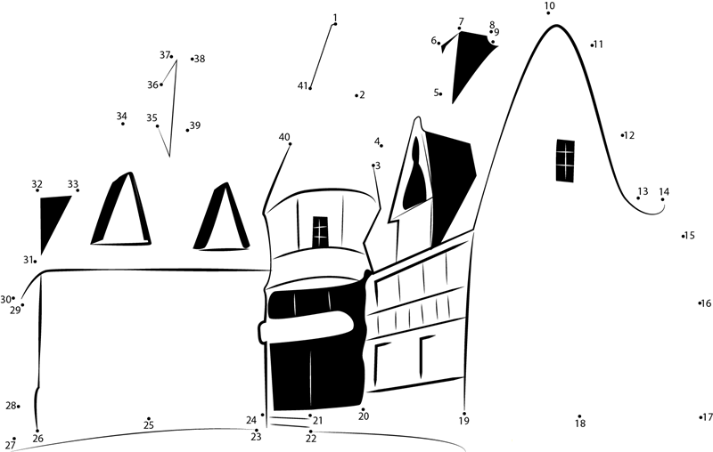 Ghosts House dot to dot worksheets