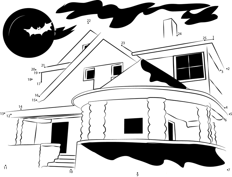 Haunted House In Kansas dot to dot worksheets