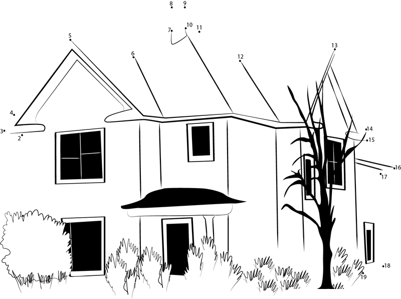 Reuse Prohibited Haunted House printable dot to dot worksheet