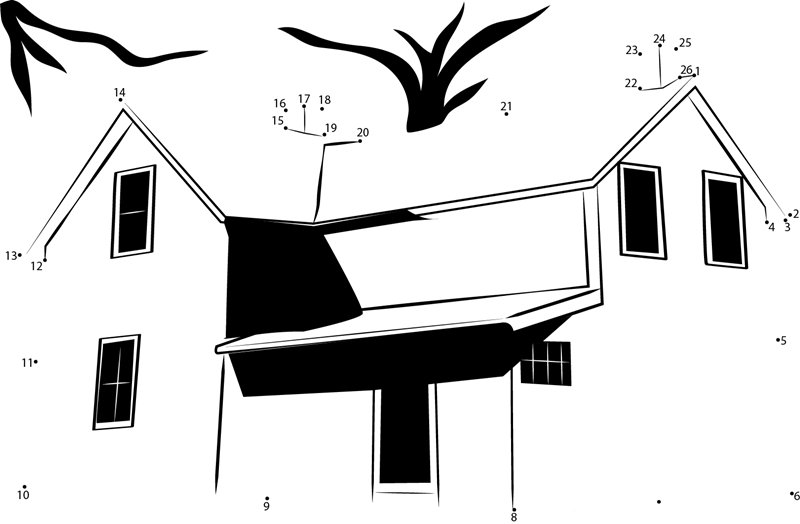 Scary Old House printable dot to dot worksheet