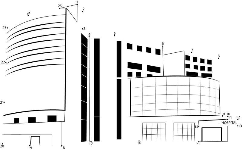 Cancer Hospital printable dot to dot worksheet