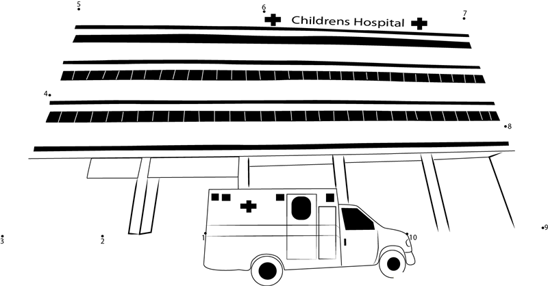 Childrens Hospital printable dot to dot worksheet