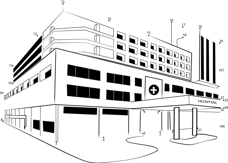 City Hospital printable dot to dot worksheet