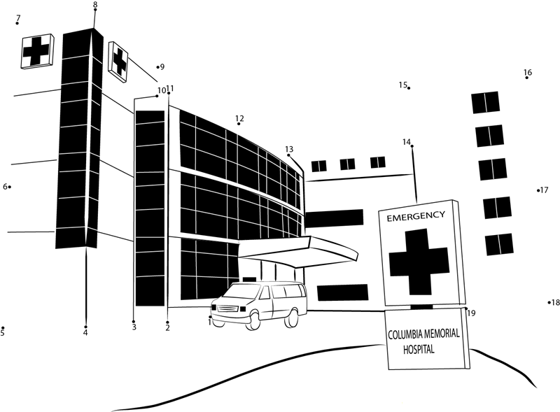 Columbia Memorial Hospital printable dot to dot worksheet