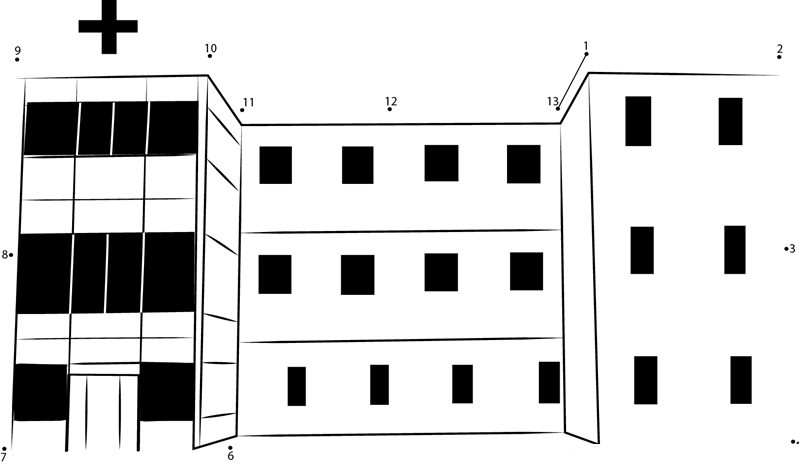 Health Care Hospital printable dot to dot worksheet