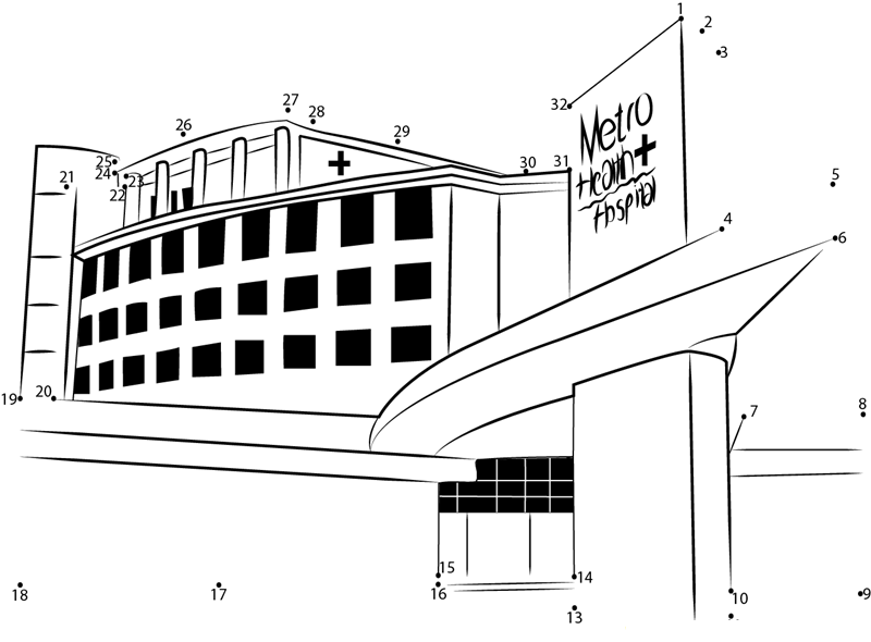 Metro Health Hospital printable dot to dot worksheet