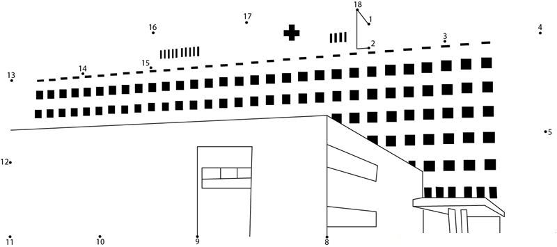 Okayama Red Cross Hospital printable dot to dot worksheet