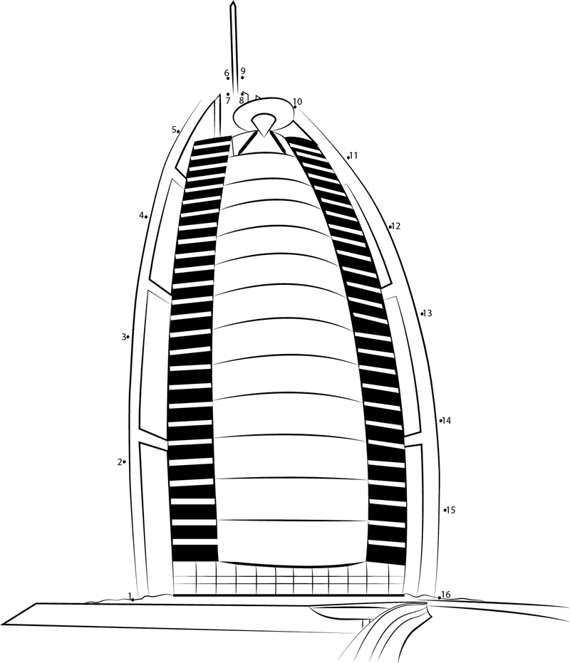 Burj Al Arab Hotel dot to dot worksheets