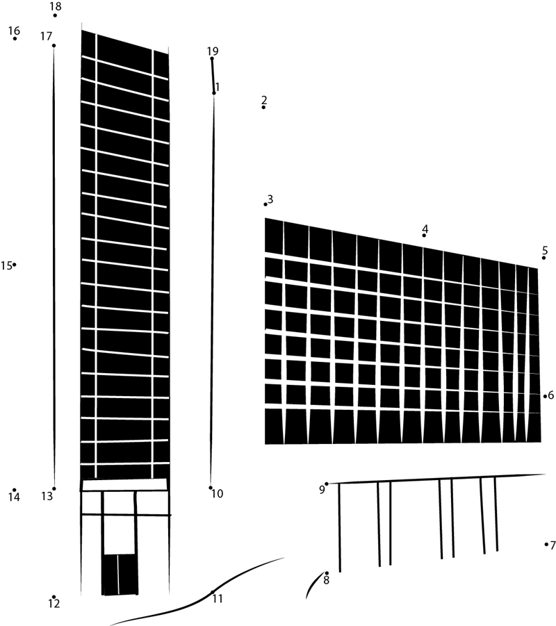 Courtyard Hotel printable dot to dot worksheet