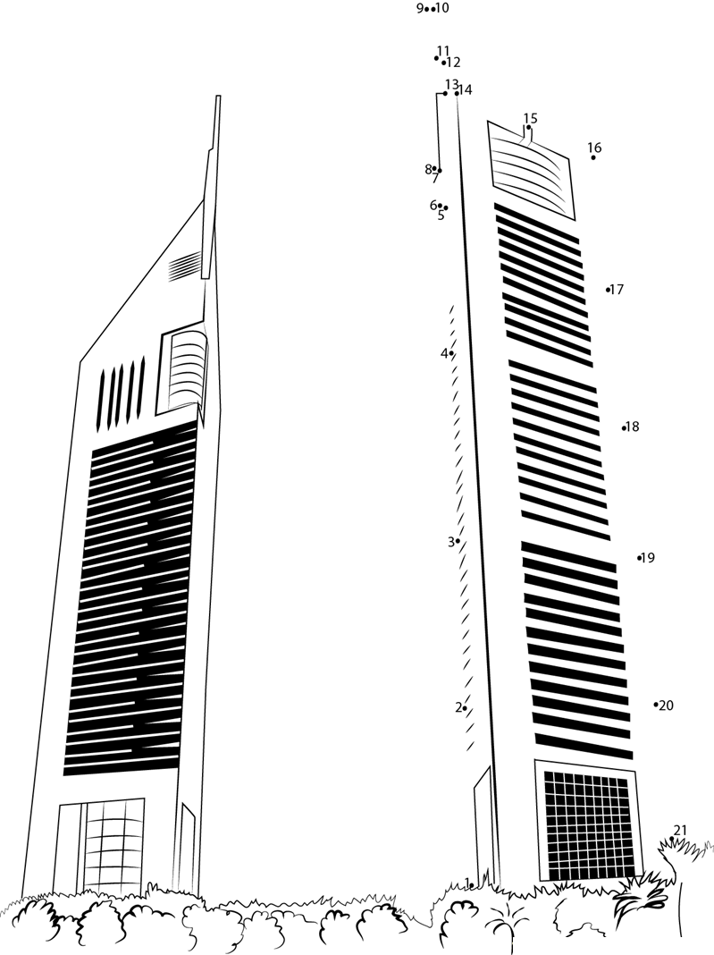 Emirates Hotel Tower dot to dot worksheets