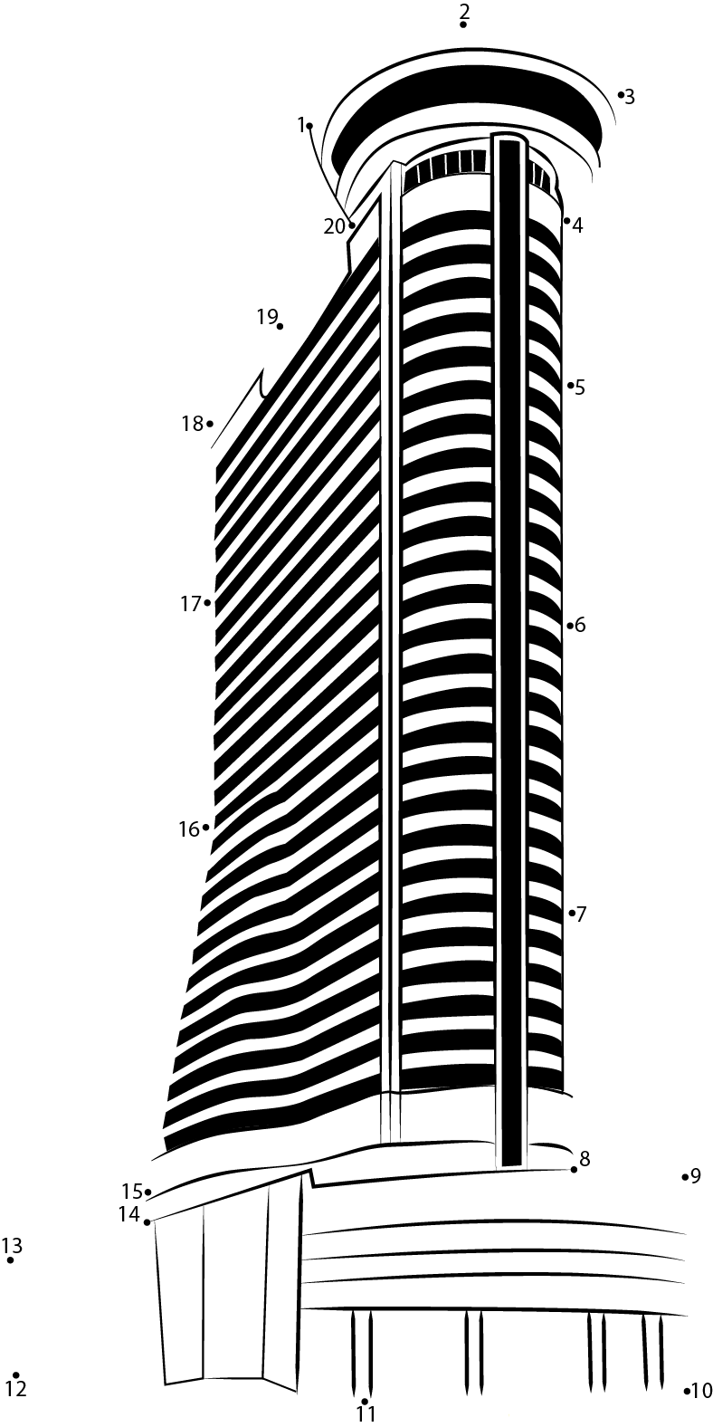 Hilton Millennium Bangkok Hotel printable dot to dot worksheet