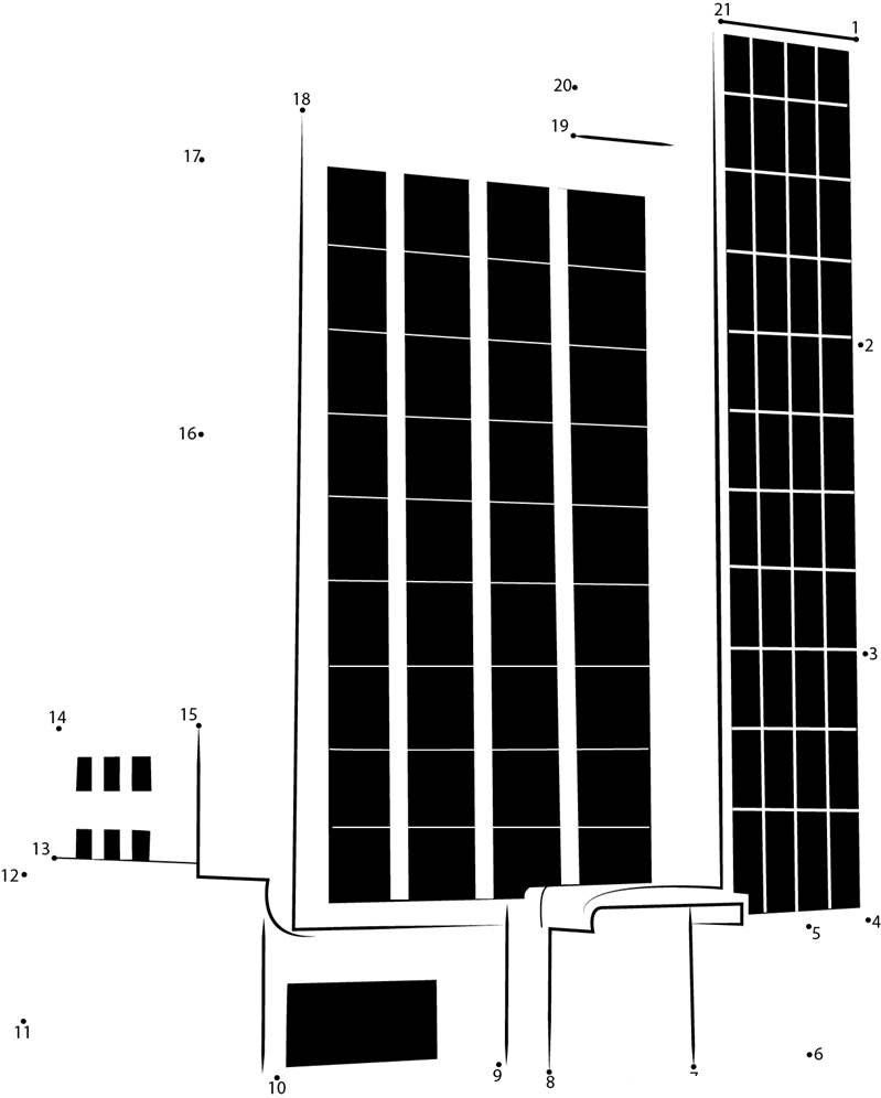 Hotel At Dusk printable dot to dot worksheet