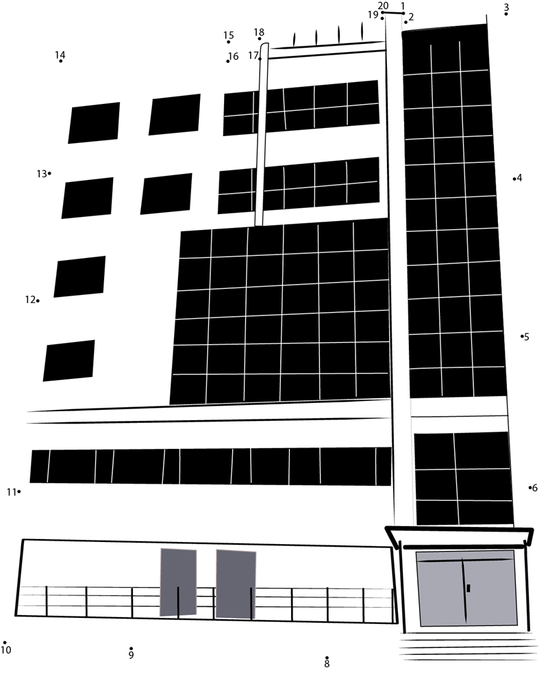 Hotel Elevation printable dot to dot worksheet