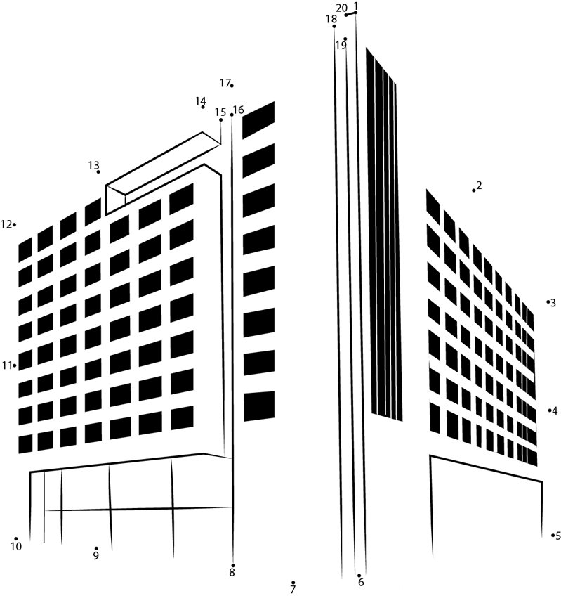 Hyatt Regency Hotel dot to dot worksheets