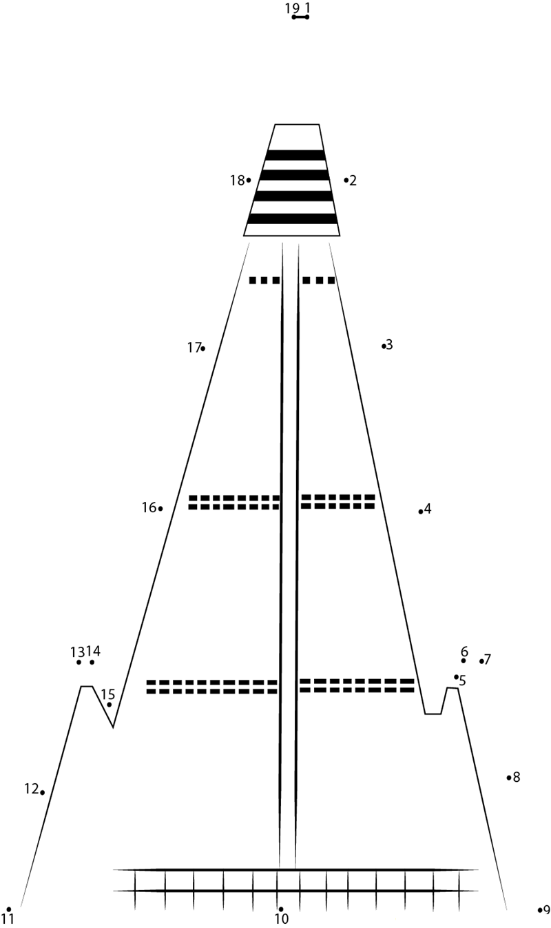 Skyscrapers Ryugyong Hotel printable dot to dot worksheet