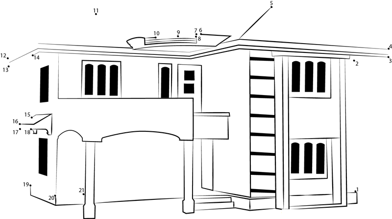 Beautiful House dot to dot worksheets