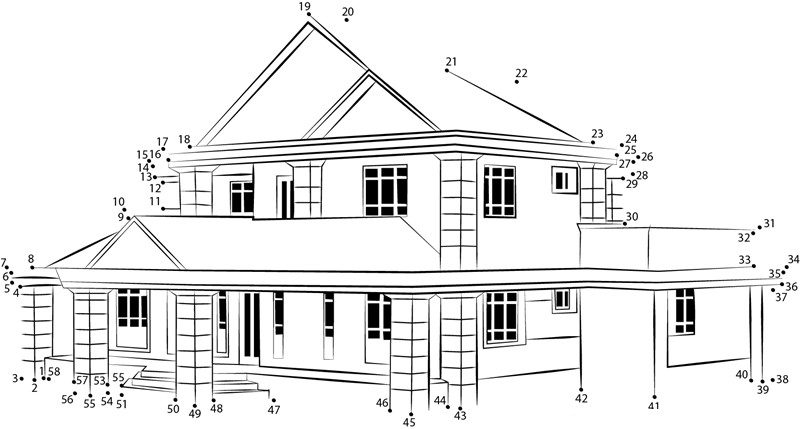 Contemporary Home Design Plans printable dot to dot worksheet