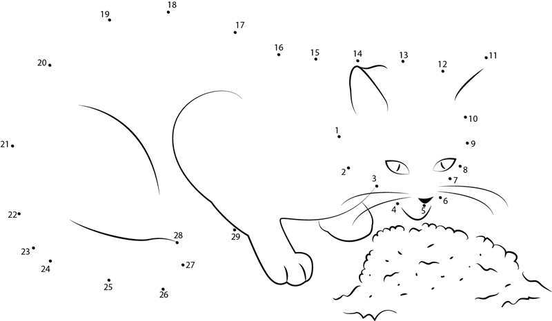 Cat Eating dot to dot worksheets