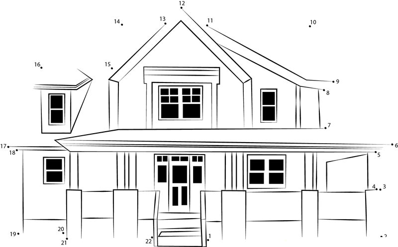 Front House View printable dot to dot worksheet