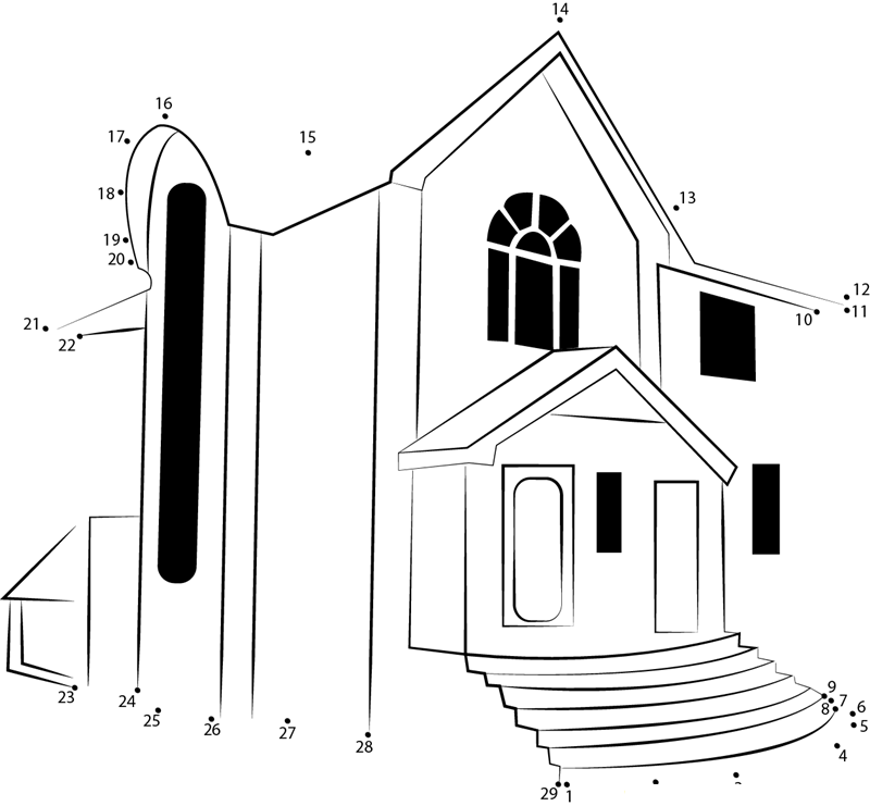 Green House dot to dot worksheets