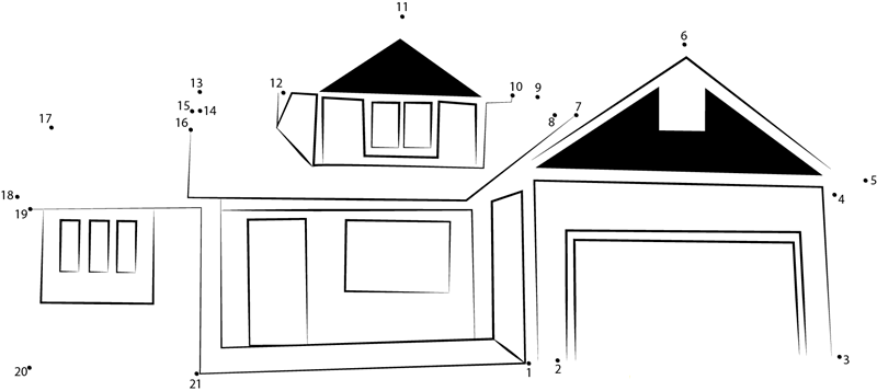 Home Sweet Home printable dot to dot worksheet