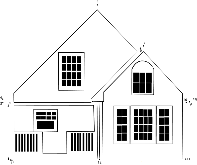 House In Assam printable dot to dot worksheet