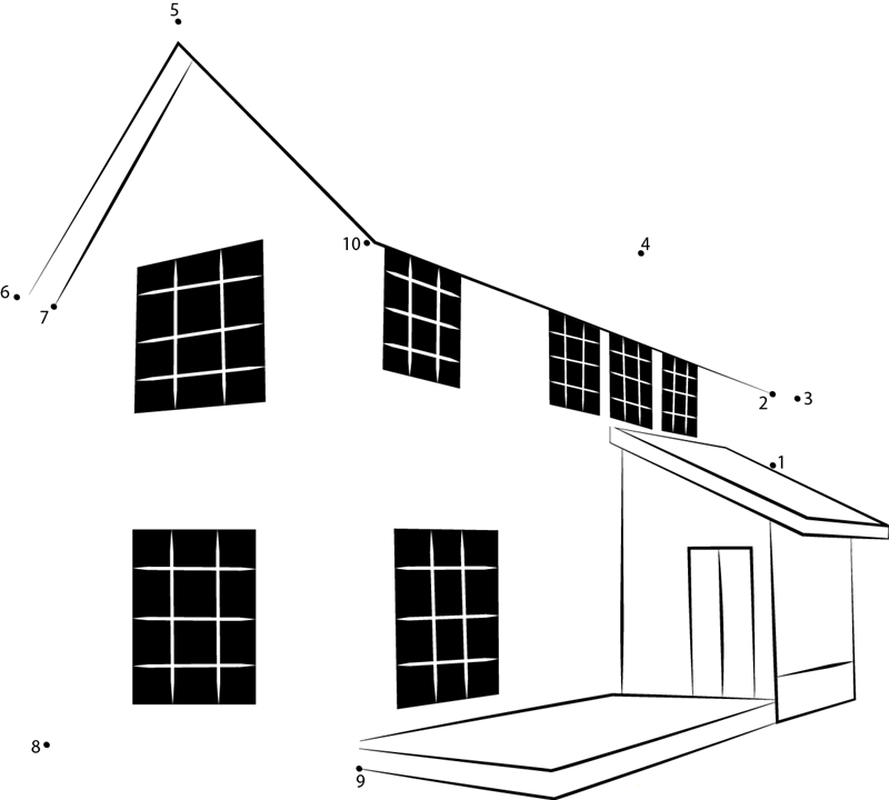 Red House printable dot to dot worksheet