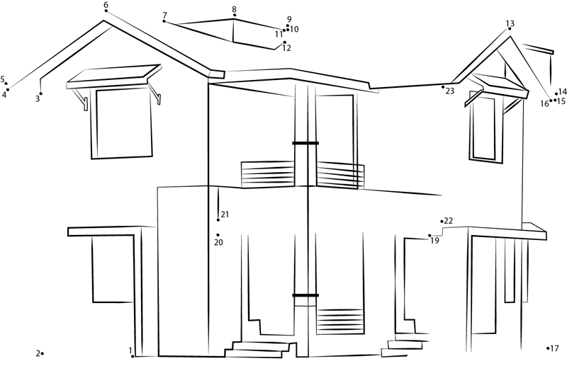 Simple Home Design printable dot to dot worksheet