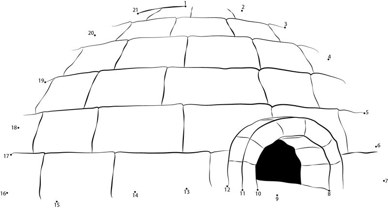 Bullyland Igloo printable dot to dot worksheet