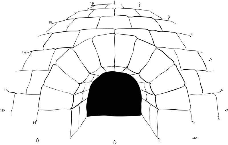 Ice Igloo Royalty printable dot to dot worksheet