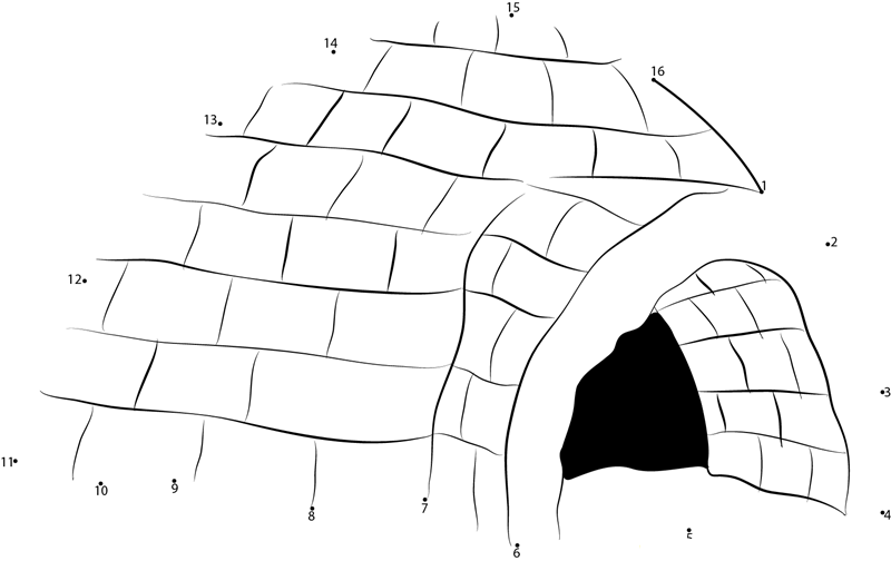 Ice Snow House printable dot to dot worksheet