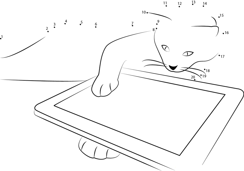 Cat In Looks Tablet dot to dot worksheets