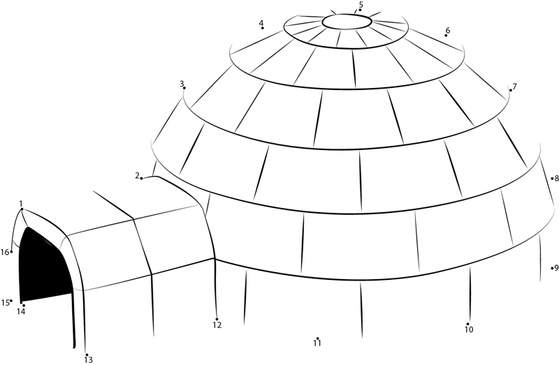 Igloo Isolated printable dot to dot worksheet