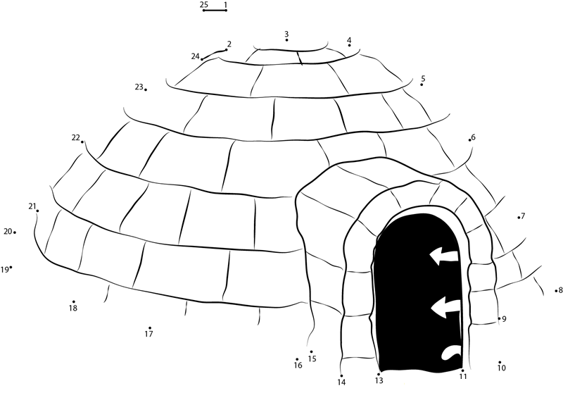 Sand Igloo printable dot to dot worksheet