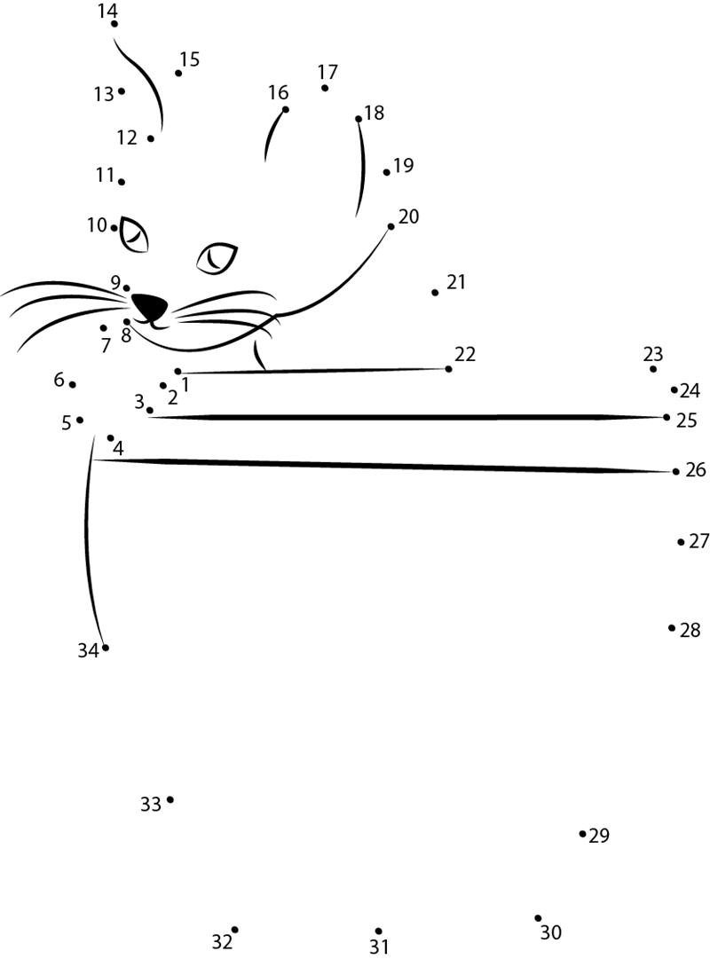 Cat In Pot dot to dot worksheets