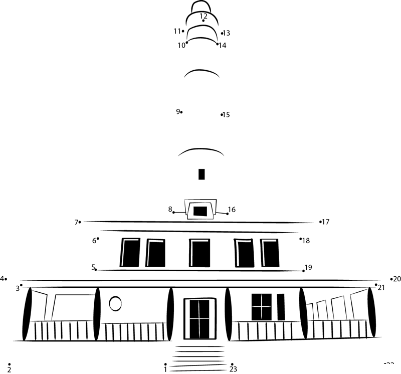 Absecon Lighthouse printable dot to dot worksheet