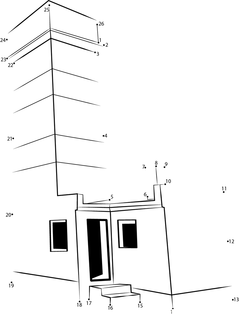 Alone In Winter Lighthouse printable dot to dot worksheet