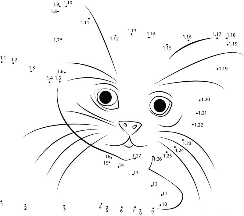 Cat In Shock dot to dot worksheets