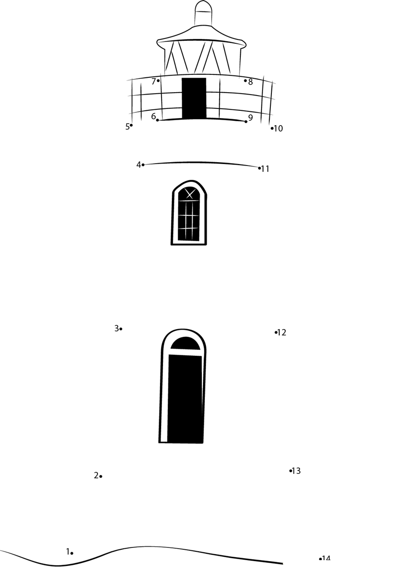 Amrum Lighthouse printable dot to dot worksheet