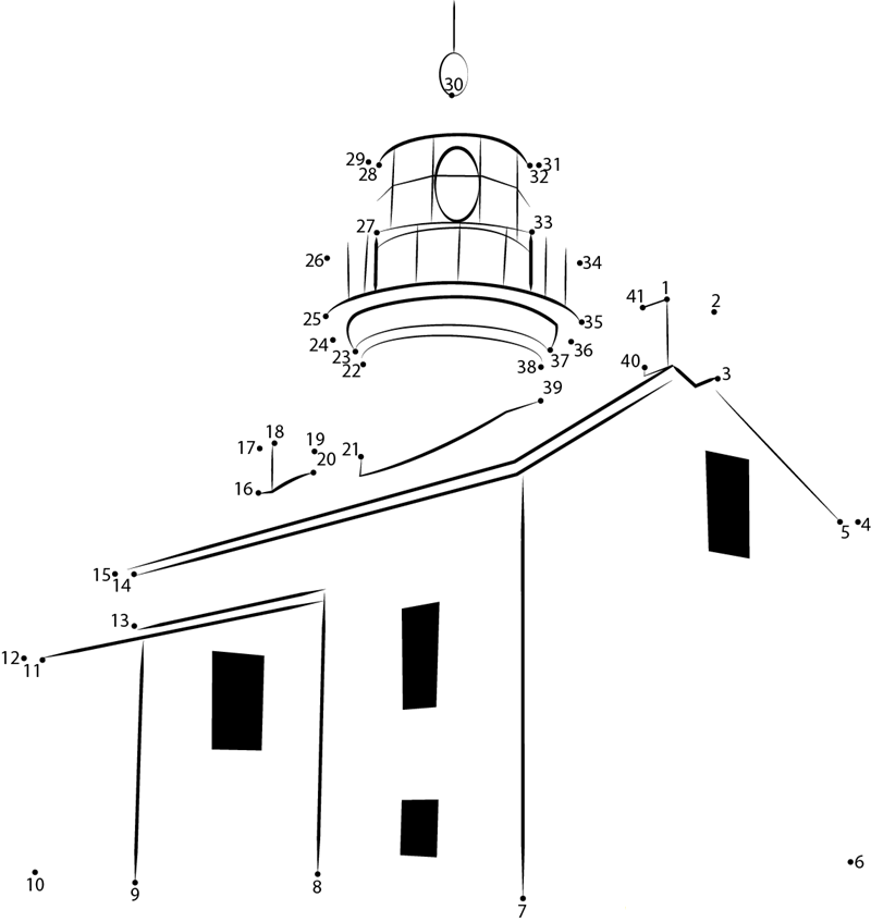 Best Lighthouse printable dot to dot worksheet