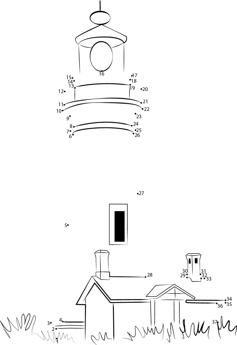 Cancun Lighthouse printable dot to dot worksheet