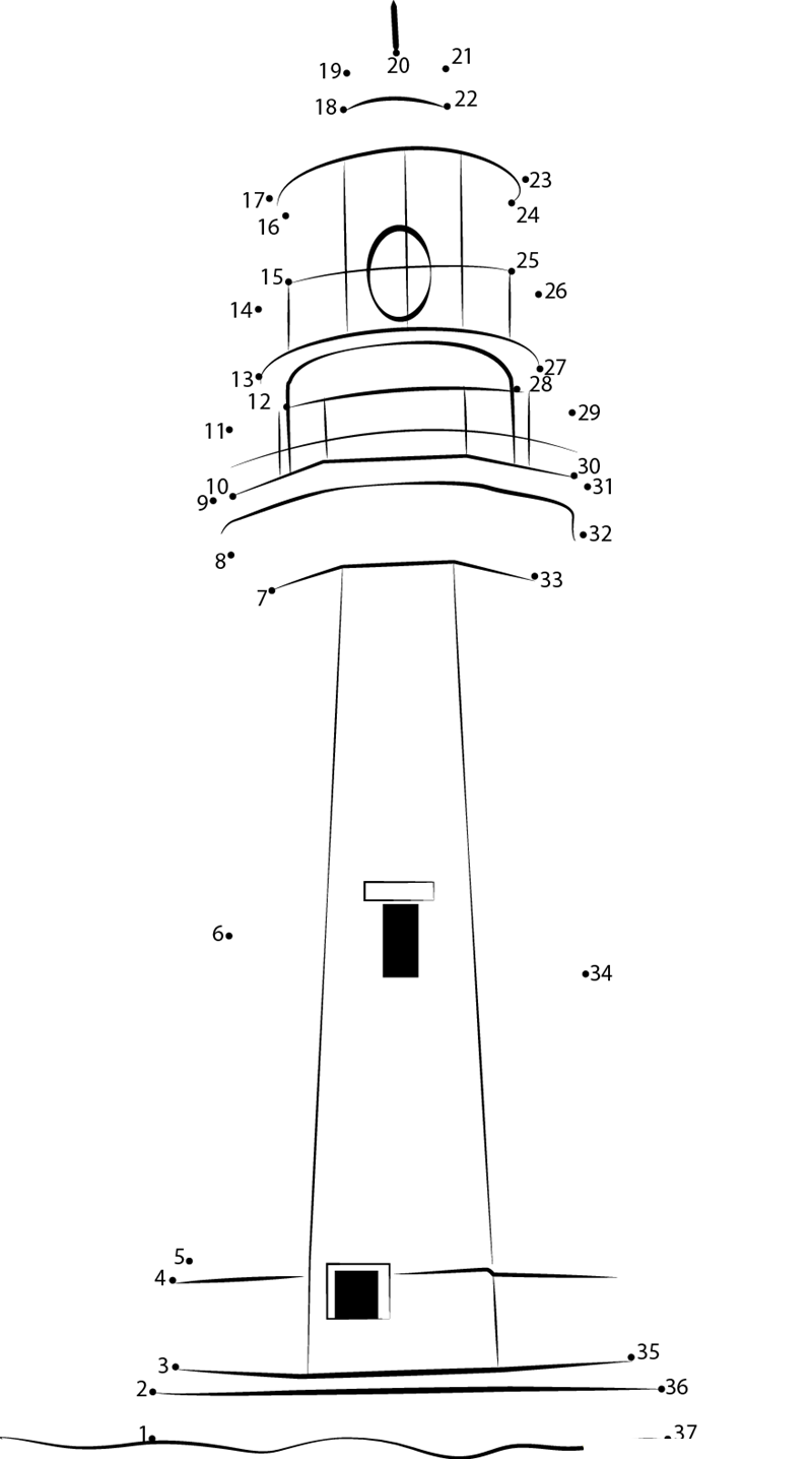 Douglass X27 S Lighthouse printable dot to dot worksheet