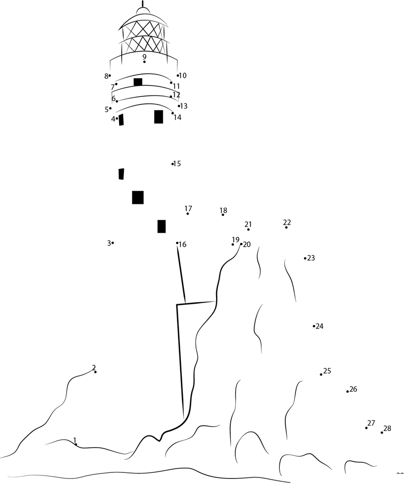 Fastnet Rock Lighthouse printable dot to dot worksheet