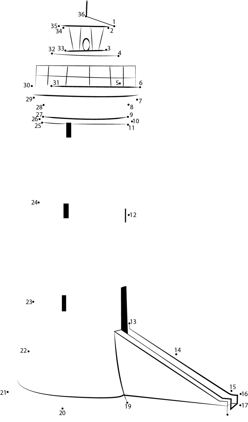 Fingal Lighthouse printable dot to dot worksheet