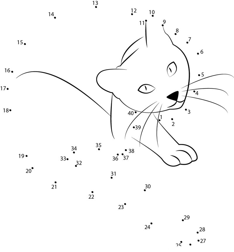 Cat In The Gallery dot to dot worksheets