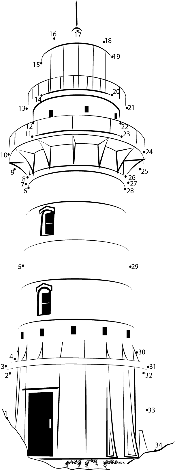 Light House printable dot to dot worksheet