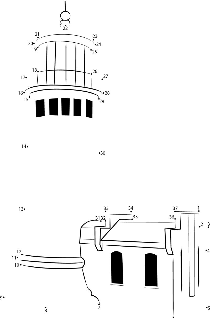 North Head Lighthouse printable dot to dot worksheet