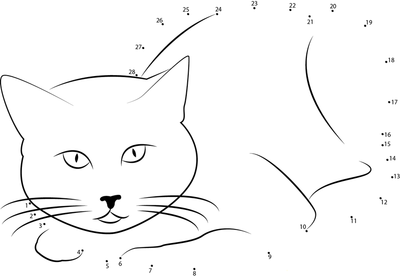 Cat In Up dot to dot worksheets